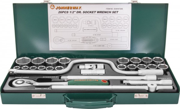 Набор головок торцевых 1/2"DR 12-34 мм 26 предметов S04H4726S Jonnesway